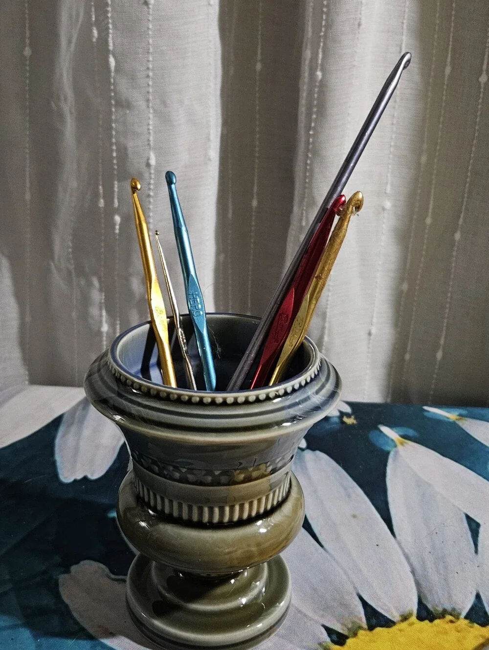 Ceramic Irsh Vase Pen Holder in Olive Green